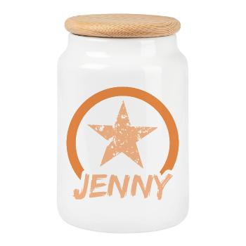 Star Jenny - Boîte à biscuits avec couvercle en bois - blanc - Devant