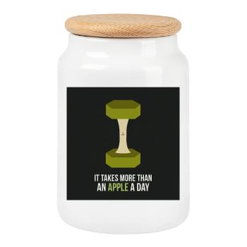 Affiche Apple Motivation Fitness - Boîte à biscuits avec couvercle en bois - blanc - Devant