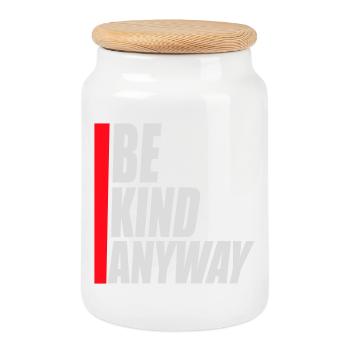 Be Kind Anyway Freundlichkeit Statement Spruch - Keksdose mit Holzdeckel - Weiß - Vorne