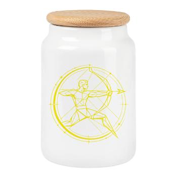 Sagittarius Zodiac Sign – Goal & Freedom - Cookie Jar with Wooden Lid - white - Front