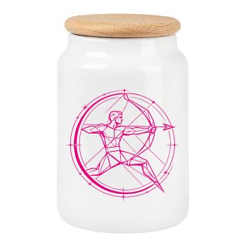 Signe du Sagittaire – But & Liberté - Boîte à biscuits avec couvercle en bois - blanc - Devant