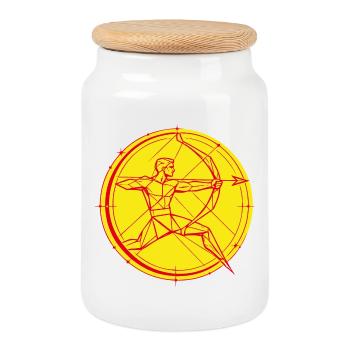 Sagittarius Zodiac Sign – Goal & Freedom - Cookie Jar with Wooden Lid - white - Front
