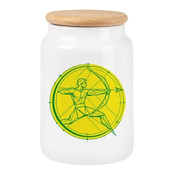 Sagittarius Zodiac Sign – Goal & Freedom - Cookie Jar with Wooden Lid - white - Front