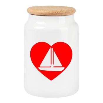 Sail - Cookie Jar with Wooden Lid - white - Front