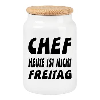 Chef - Keksdose mit Holzdeckel - Weiß - Vorne