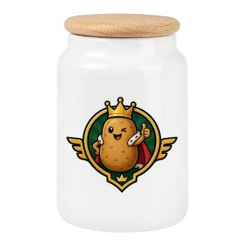 Royal potato heroes - Cookie Jar with Wooden Lid - white - Front