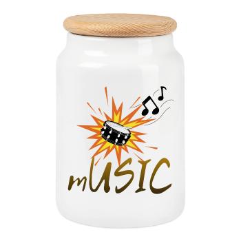 La musique, c’est la vie - Boîte à biscuits avec couvercle en bois - blanc - Devant