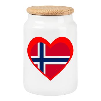 Norge Hjerte – Kjærlighet til Norge - Boîte à biscuits avec couvercle en bois - blanc - Devant