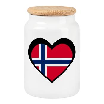 Norge Svart Hjerte – Kjærlighet til Norge - Boîte à biscuits avec couvercle en bois - blanc - Devant