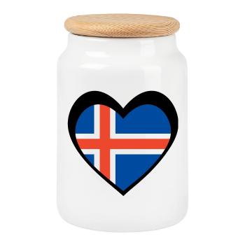 Ísland Svart Hjarta – Ást til Íslands - Boîte à biscuits avec couvercle en bois - blanc - Devant