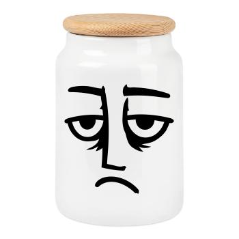 Mürrisches Trauriges Enttäuschtes Gesicht Lustig - Boîte à biscuits avec couvercle en bois - blanc - Devant