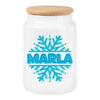 First name Marla - Cookie Jar with Wooden Lid - white - Front