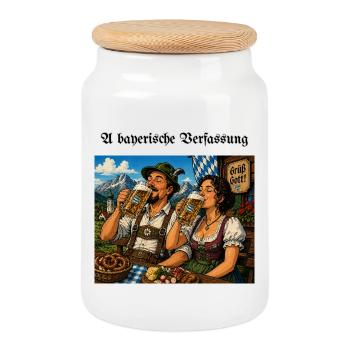 A_bayerische_Verfassung - Keksdose mit Holzdeckel - Weiß - Vorne