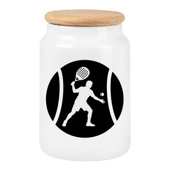 padel - Cookie Jar with Wooden Lid - white - Front