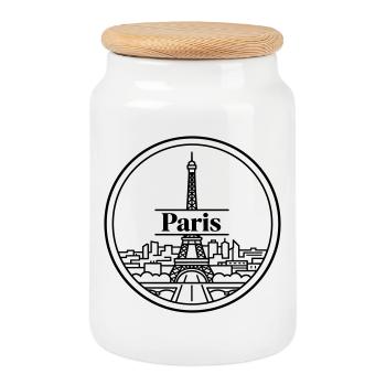Paris - Boîte à biscuits avec couvercle en bois - blanc - Devant