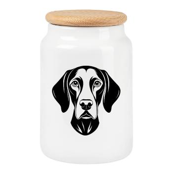 Pointer à poil court allemand - Boîte à biscuits avec couvercle en bois - blanc - Devant