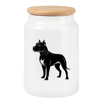 Dog - Cookie Jar with Wooden Lid - white - Front