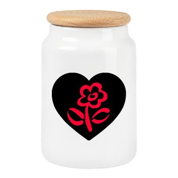 Blumen - Keksdose mit Holzdeckel - Weiß - Vorne
