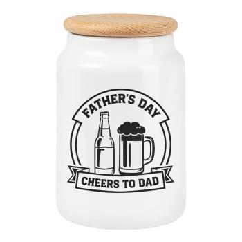 FATHER'S DAY CHEERS TO DAD Emblem für Väter - Keksdose mit Holzdeckel - Weiß - Vorne