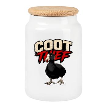 Coot Thief Carp Fishing Funny Angler Design - Cookie Jar with Wooden Lid - white - Front