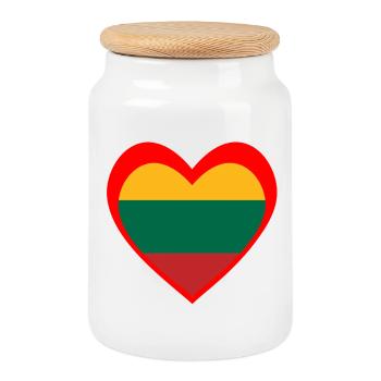 Raudona Širdis Lietuva - Cookie Jar with Wooden Lid - white - Front