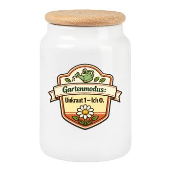 Gartenmodus Unkraut 1–Ich 0 - Keksdose mit Holzdeckel - Weiß - Vorne