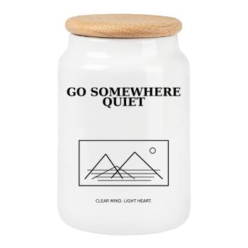 08_go_somewhere_quiet - Cookie Jar with Wooden Lid - white - Front