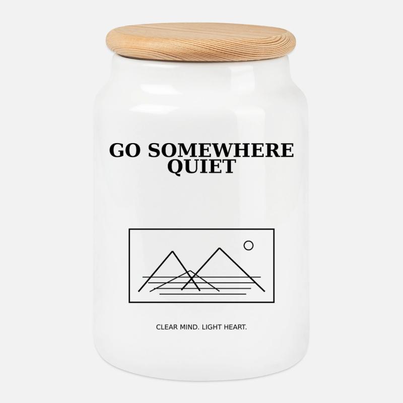 08_go_somewhere_quiet - Cookie Jar with Wooden Lid - white