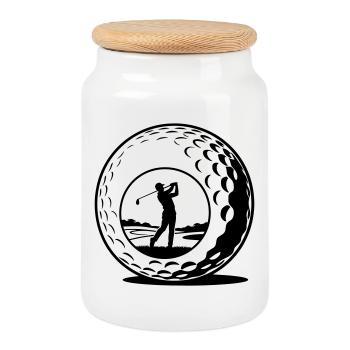 Balle de golf - Boîte à biscuits avec couvercle en bois - blanc - Devant