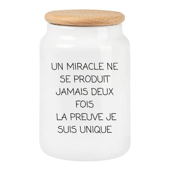 un miracle ne se produit jamais deux fois - Boîte à biscuits avec couvercle en bois - blanc - Devant