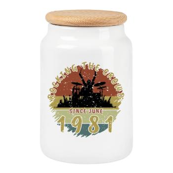 45e anniversaire Faire vibrer la foule DRM 06/1981 - Boîte à biscuits avec couvercle en bois - blanc - Devant