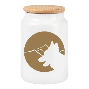 Silhouette du berger allemand en cercle - Boîte à biscuits avec couvercle en bois - blanc - Devant