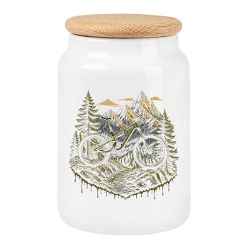 Mountain Bike MTB Alps Trail Enduro Mountains - Cookie Jar with Wooden Lid - white - Front