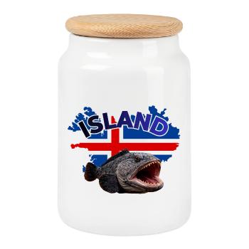 Loach Fishing Iceland - Cookie Jar with Wooden Lid - white - Front