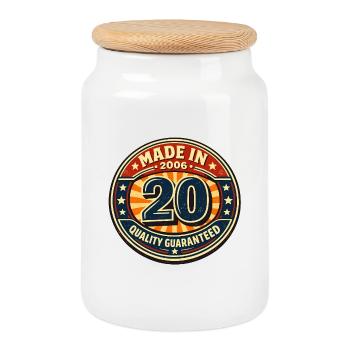 20th Birthday - Cookie Jar with Wooden Lid - white - Front