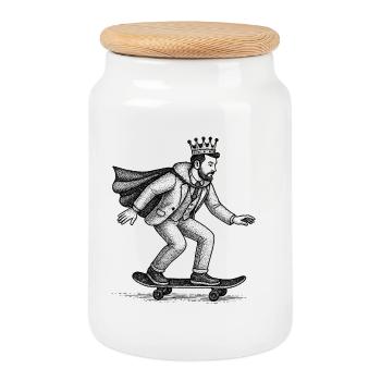 Roi du patineur couronné - Boîte à biscuits avec couvercle en bois - blanc - Devant