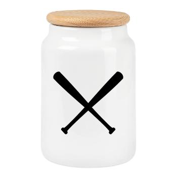 Bats de baseball croisés - Boîte à biscuits avec couvercle en bois - blanc - Devant