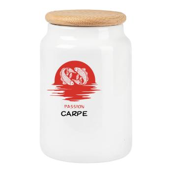 Passion Carp Geschenk für Fischer - Keksdose mit Holzdeckel - Weiß - Vorne