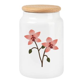 Pastellorchideenblüte - Keksdose mit Holzdeckel - Weiß - Vorne