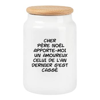 cher père noël apporte moi un amoureux Cadeau - Boîte à biscuits avec couvercle en bois - blanc - Devant