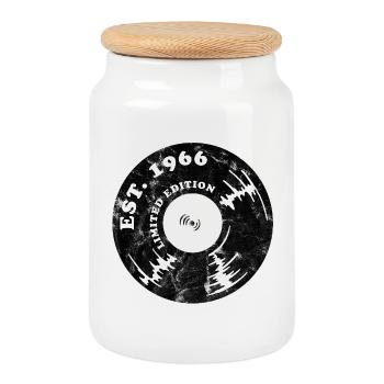 Vintage 1966 - Keksdose mit Holzdeckel - Weiß - Vorne