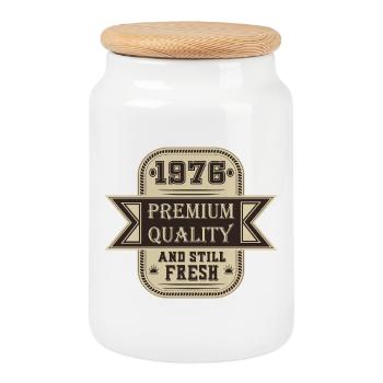 Vintage 1976 - Keksdose mit Holzdeckel - Weiß - Vorne