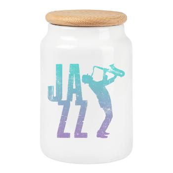 Jazz Saxo - Boîte à biscuits avec couvercle en bois - blanc - Devant