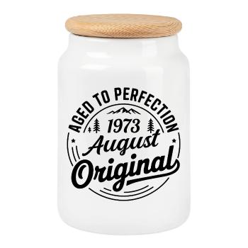 août 1973 – Légende des sommets et montagnes - Boîte à biscuits avec couvercle en bois - blanc - Devant