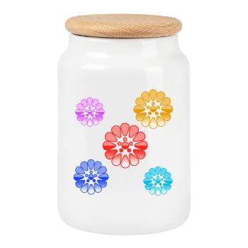 Blumen - Keksdose mit Holzdeckel - Weiß - Vorne