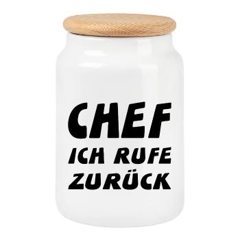 Chef - Keksdose mit Holzdeckel - Weiß - Vorne