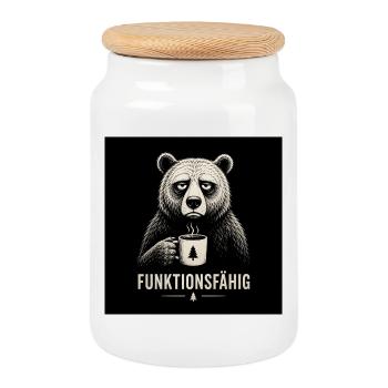 Bär FUNKTIONSFÄHIG 1 - Keksdose mit Holzdeckel - Weiß - Vorne