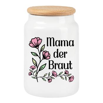 Hochzeitsblumen Mama der Braut - Keksdose mit Holzdeckel - Weiß - Vorne