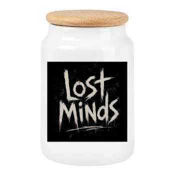 Lost Minds Grunge Lettering - Cookie Jar with Wooden Lid - white - Front
