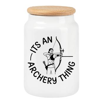 Archery - Cookie Jar with Wooden Lid - white - Front